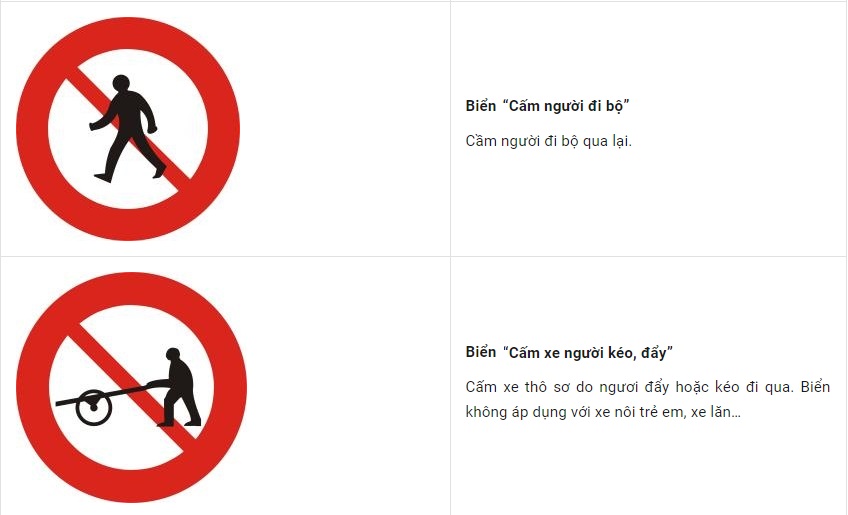 Biển báo giao thông cấm người đi bộ, xe đẩy