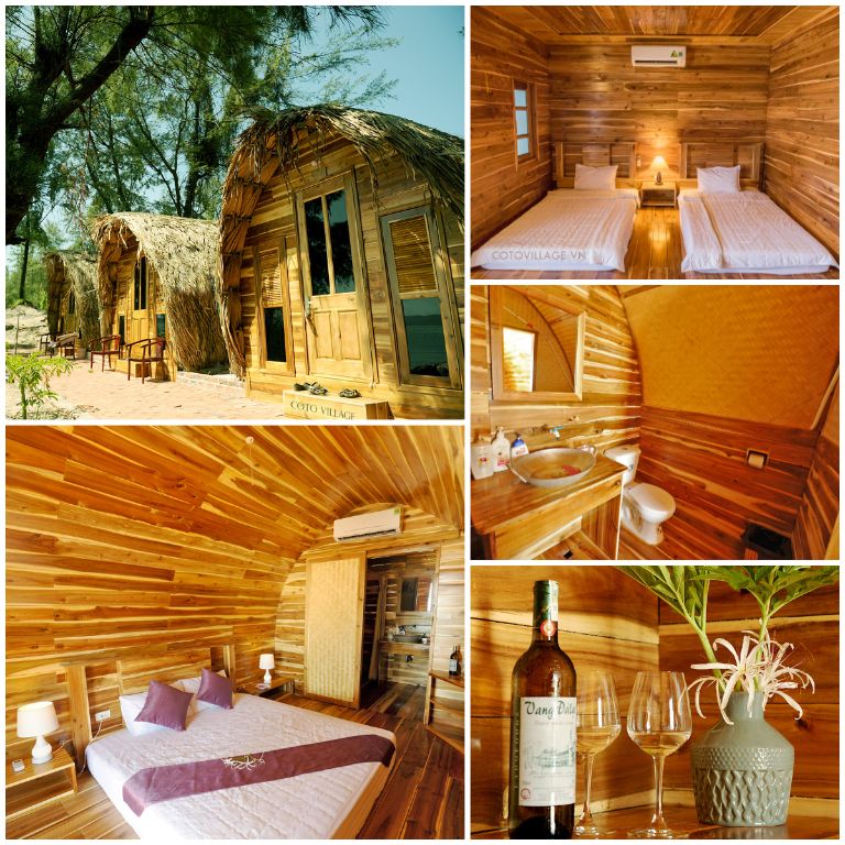 Homestay Cô Tô này đặc biệt với những căn bungalow có thiết kế độc đáo được làm từ gỗ tự nhiên và rất bền chắc (nguồn: cotovillage.vn)