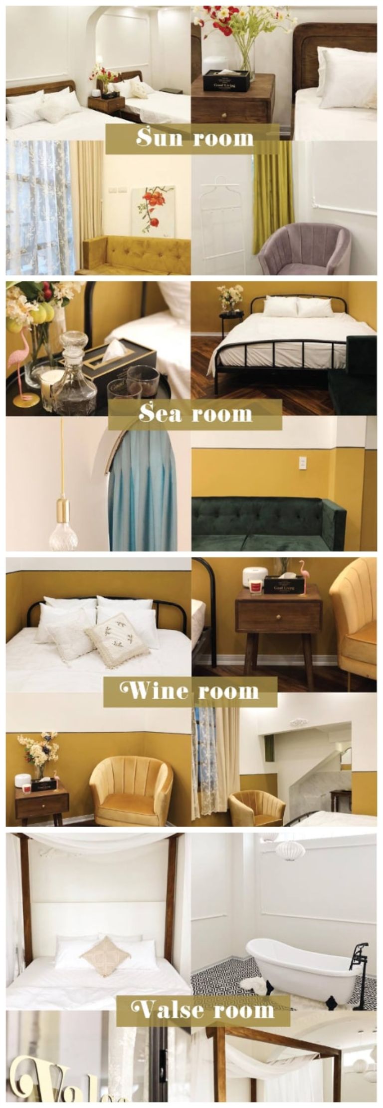 Các loại phòng ngủ tại Chloe&Leo Boutique | Homestay Hoàn Kiếm