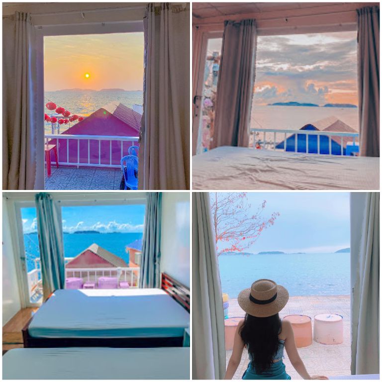 Từ vị trí phòng nghỉ, du khách có thể ngắm toàn bộ bãi biển siêu đẹp vào lúc hoàng hôn hay bình minh