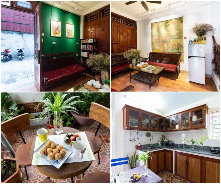 Phòng khách, nhà bếp và ban công của City Center homestay cũng được thiết kế vô cùng vintage
