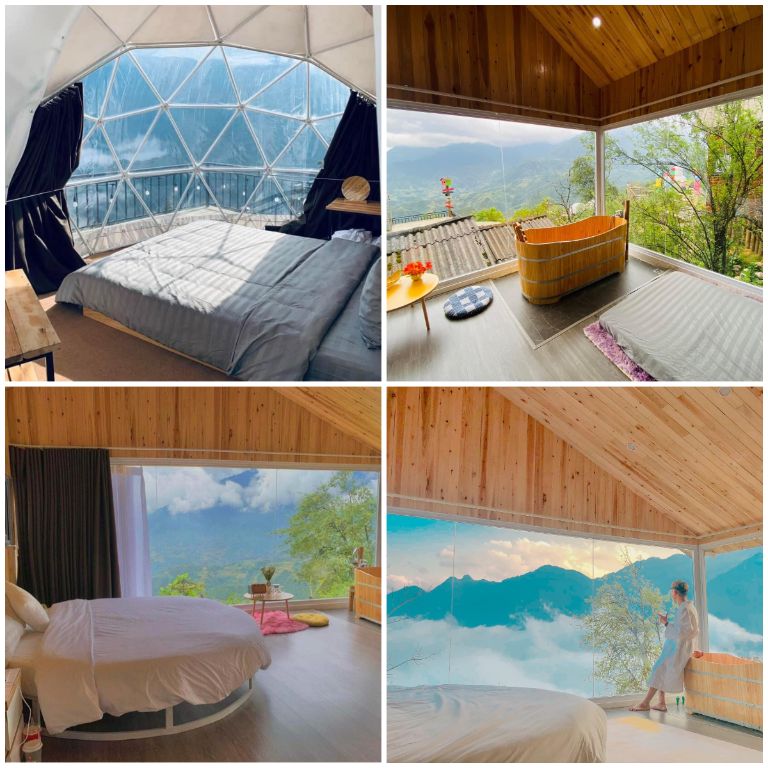 Một trong những điểm độc đáo của homestay Sapa này chính là phòng nghỉ được thiết kế dưới hình dạng của một chiếc lều vòm, tạo nên một không gian sống độc đáo