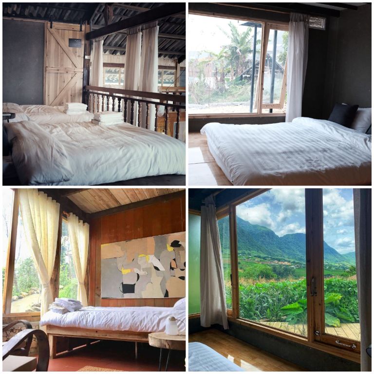 Homestay Sapa có phòng đôi với giường rộng được thiết kế với view nhìn ra vườn và núi, với giá chỉ 400 000đ/đêm, không thua kém các khách sạn chất lượng cao khác. 