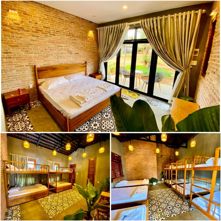 Homestay Gia Lai phục vụ khách lưu trú với tổng cộng 5 phòng nghỉ bao gồm 2 bungalow và 2 phòng dorm và 1 phòng tập thể.