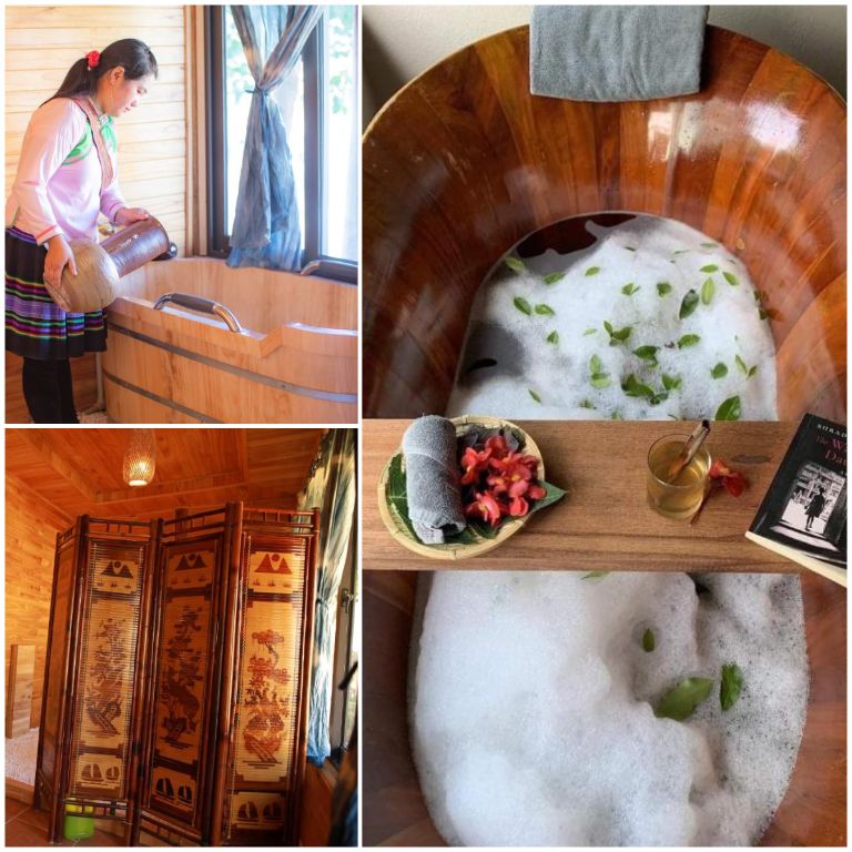 Chiếc bồn tắm gỗ độc đáo chắc chắn sẽ là trải nghiệm mới lạ của nhiều du khách khi đến đây (nguồn: booking.com)