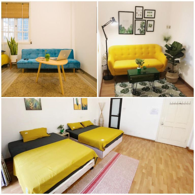 Căn hộ 1 phòng ngủ tại homestay Hà Nội tạo ra một không gian yên tĩnh và riêng tư, hoàn hảo cho những cặp đôi hoặc những người bạn thân.