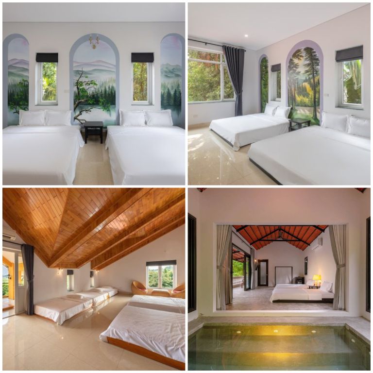 Mỗi bungalow đều được homestay Hồ Đồng Quan này thiết kế riêng, mang nét đẹp của 3 miền Việt Nam (nguồn: facebook.com)