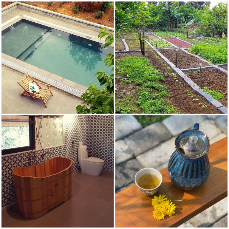 Đến Giang House bạn sẽ rất ngạc nhiên khi thấy chiếc bồn tắm gỗ độc đáo, mới lạ (nguồn: facebook.com)