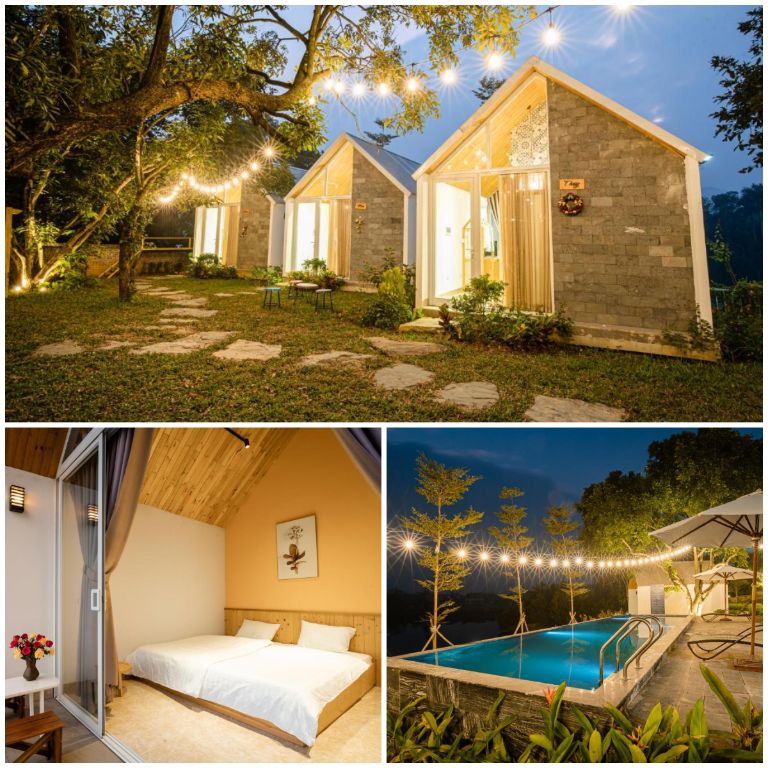 Nội thất trong bungalow chủ yếu được làm bằng gỗ, sống tại đây bạn sẽ được hòa mình vào thiên nhiên đất trời (nguồn: facebook.com)