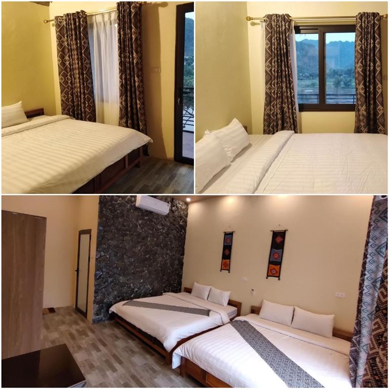 Các phòng nghỉ của Green Homestay Mai Chau đều có diện tích rộng rãi, mức giá rẻ chỉ từ 250.000đ/ đêm. 