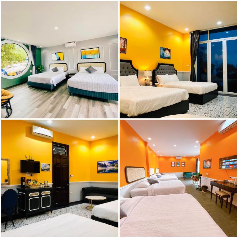 Mỗi phòng nghỉ của Sunset Villa đều theo lối thiết kế nhiều gam màu tươi sáng 