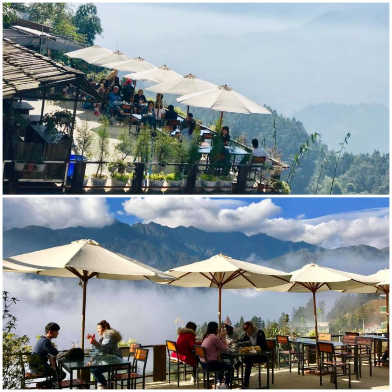 Khi ngồi tại đây để thưởng thức cafe, du khách có thể trải nghiệm cảm giác như ngồi trên những đám mây trên triền núi 