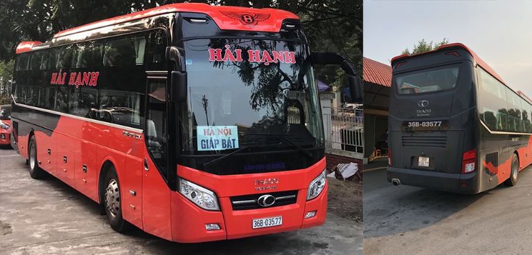 Xe khách Hải Hạnh cùng tông đỏ nổi bật rất dễ nhận biết trên các tuyến đường, nhất là cung đường Hà Nội Sầm Sơn 