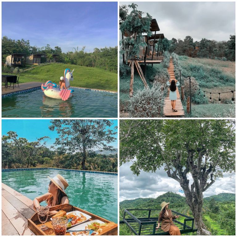 Homestay Đắk Lắk này còn có một ngôi nhà trên cây nằm sát bên hồ bơi, tạo cho khách hàng những góc sống ảo "thần thánh".
