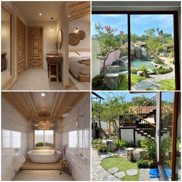 Du khách có thể tận hưởng không gian nghỉ dưỡng độc lập và tối giản với các dãy phòng lưu trú được thiết kế theo phong cách nhà Việt Nhật tại homestay