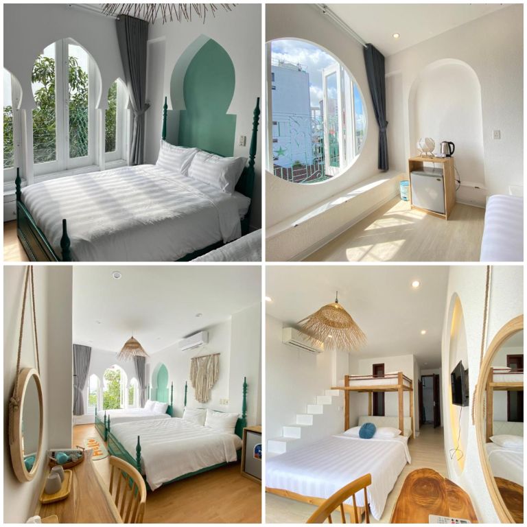 Phòng nghỉ này rộng 28m2 và có 2 giường đôi cỡ lớn, mang lại không gian thoải mái và tiện nghi cho quý khách.