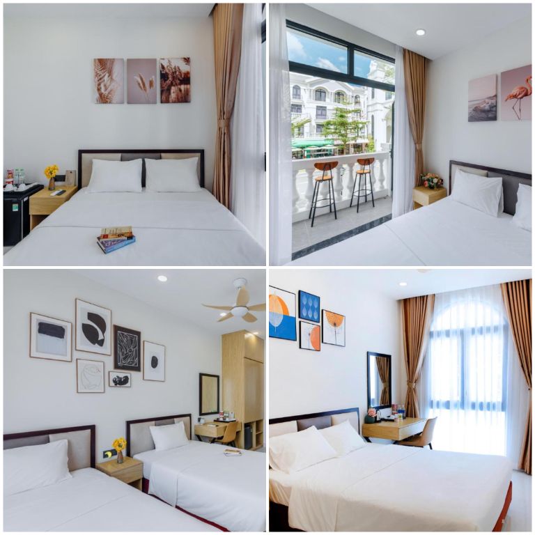 Phòng ngủ đa dạng các loại, có thiết kế đơn giản, tinh tế, sang trọng và view cửa sổ hướng toàn thành phố Phú Quốc cực đẹp 
