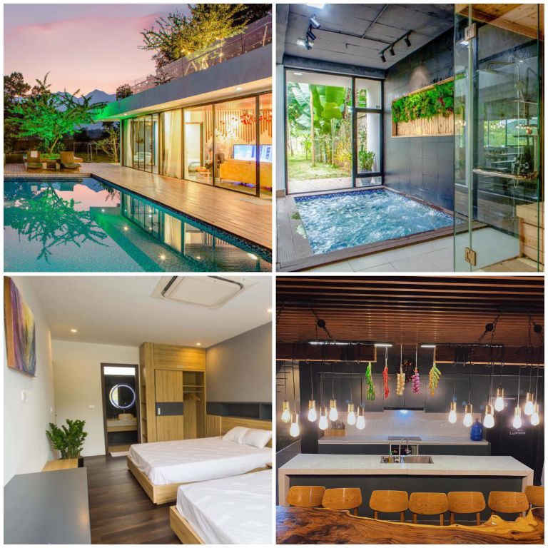 L’Plus Mansion có tổng cộng 4 phòng ngủ với đầy đủ tiện nghi như phòng bếp, quầy bar mini, bể bơi ngoài trời hay bể khoáng nước nóng trong nhà (nguồn: facebook.com)