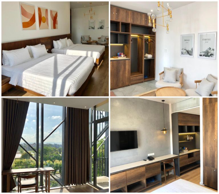 Phòng ngủ của Coconut Phú Yên được trang bị đầy đủ tiện nghi hiện đại 