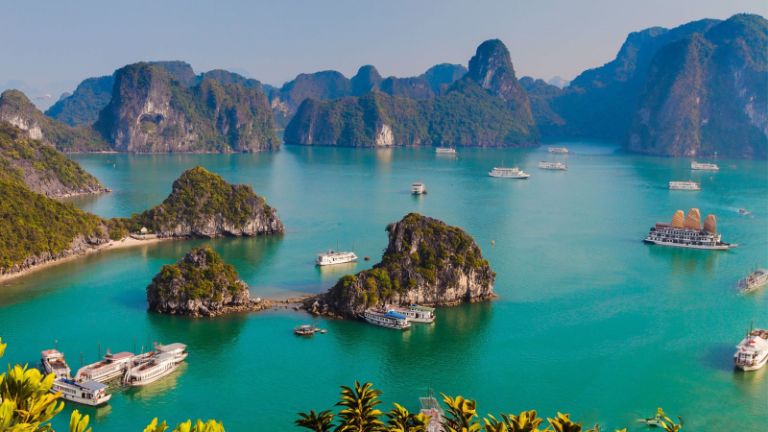 Khách du lịch sẽ được chiểm ngưỡng vẻ đẹp tuyệt vời của vịnh Hạ Long khi đặt tour tham quan tại homestay (nguồn: peacehotelhalong.vn)
