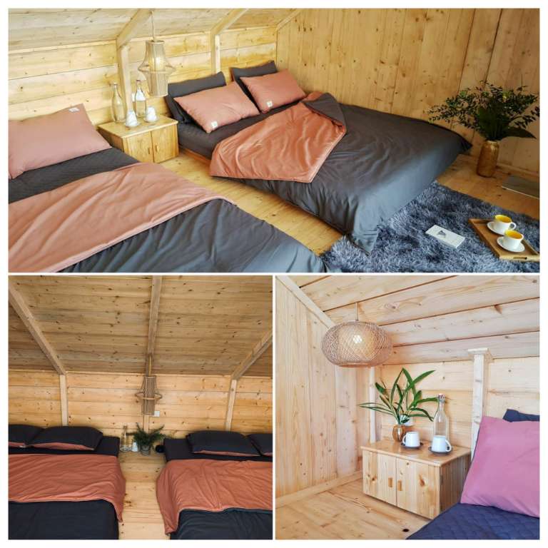 Phòng ngủ trong những căn bungalow được làm hoàn toàn bằng gỗ vô cùng thoải mái và ấm cúng