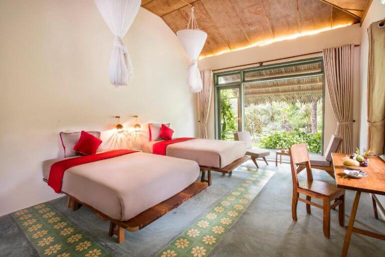 Mekong Home có hệ thống phòng nghỉ được cung cấp giường từ 1.6 đến 1.8m đem lại cảm giác thoải mái cho du khách
