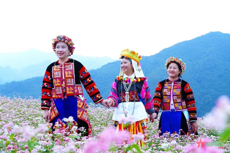 Bản Du Già có cánh đồng hoa tam giác mạch nằm giữa thung lũng xanh