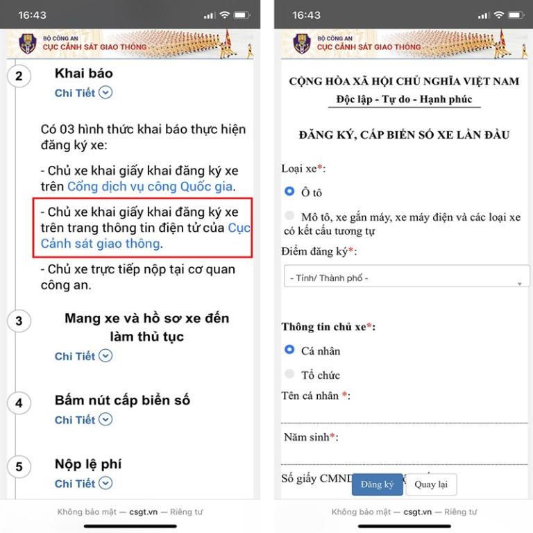 Người dân thao tác kê khai đăng ký xe máy điện trên Cổng Dịch vụ công Quốc gia.
