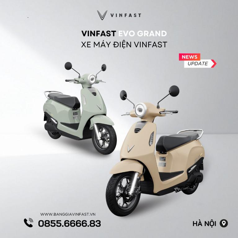 Xe máy điện Evogrand với thiết kế hiện đại, gọn gàng, phù hợp di chuyển trong đô thị