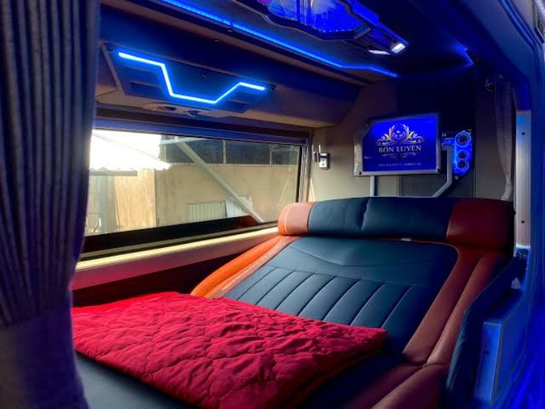 Nội thất xe Bốn Luyện Express - giường nằm, ghế ngồi tuyến Cần Thơ - Đà Lạt