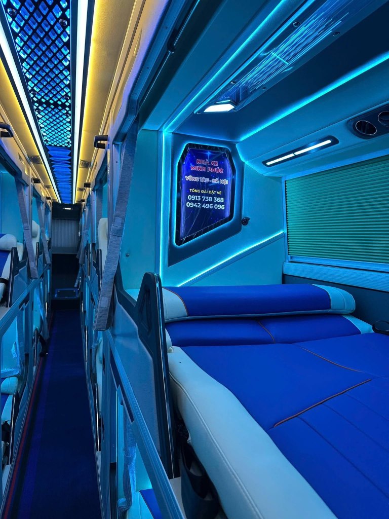 Nội thất xe Minh Phúc - giường nằm, ghế ngồi tuyến Hà Nội - Vũng Tàu